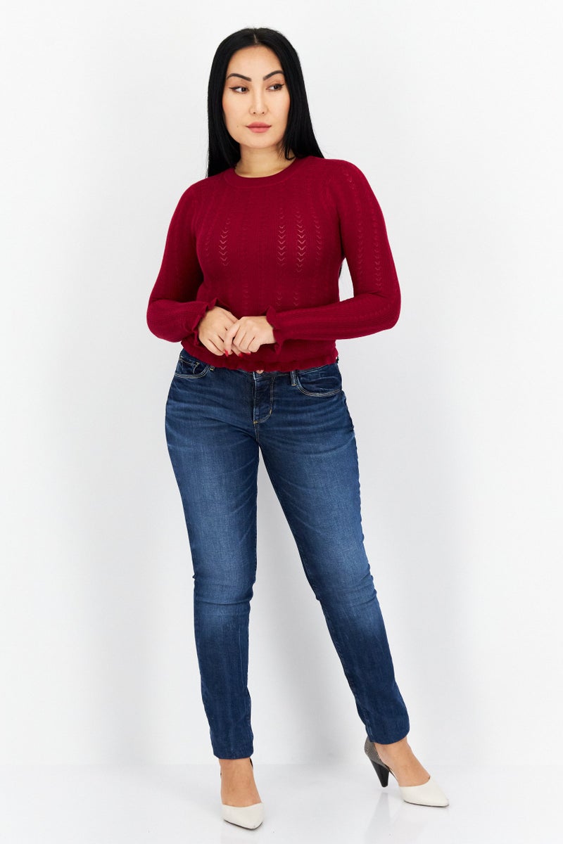 GUESS Women Anti Fit Solid Non Stretchable Denim Jeans, Blue - Image 2